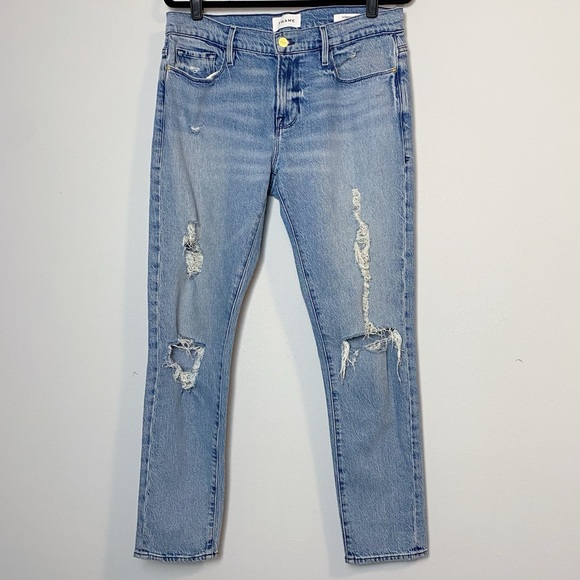 Frame Le Garcon Mid Rise Beldon Rips Distressed Jeans - Picture 7 of 15
